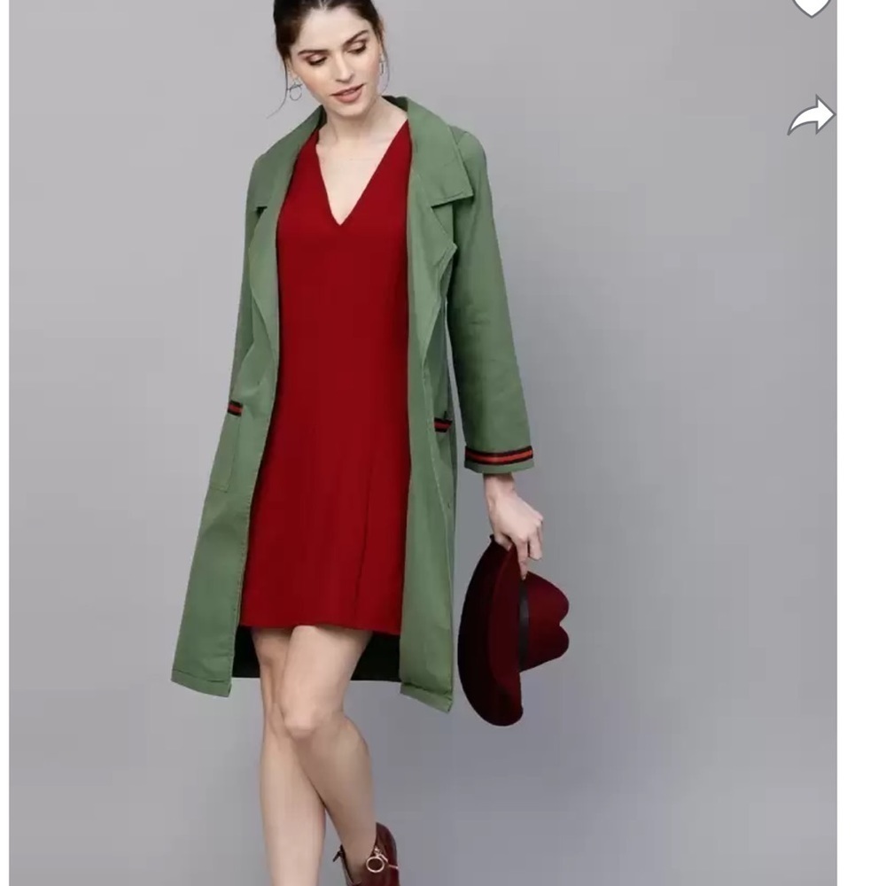 SASSAFRAS Women Longline Full Sleeve Green Shrug open jacket coat medium - Picture 2 of 9